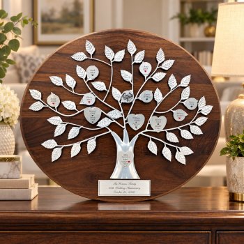 Personalized Silver Family Tree Plaque 20th/25th Anniversary Gift